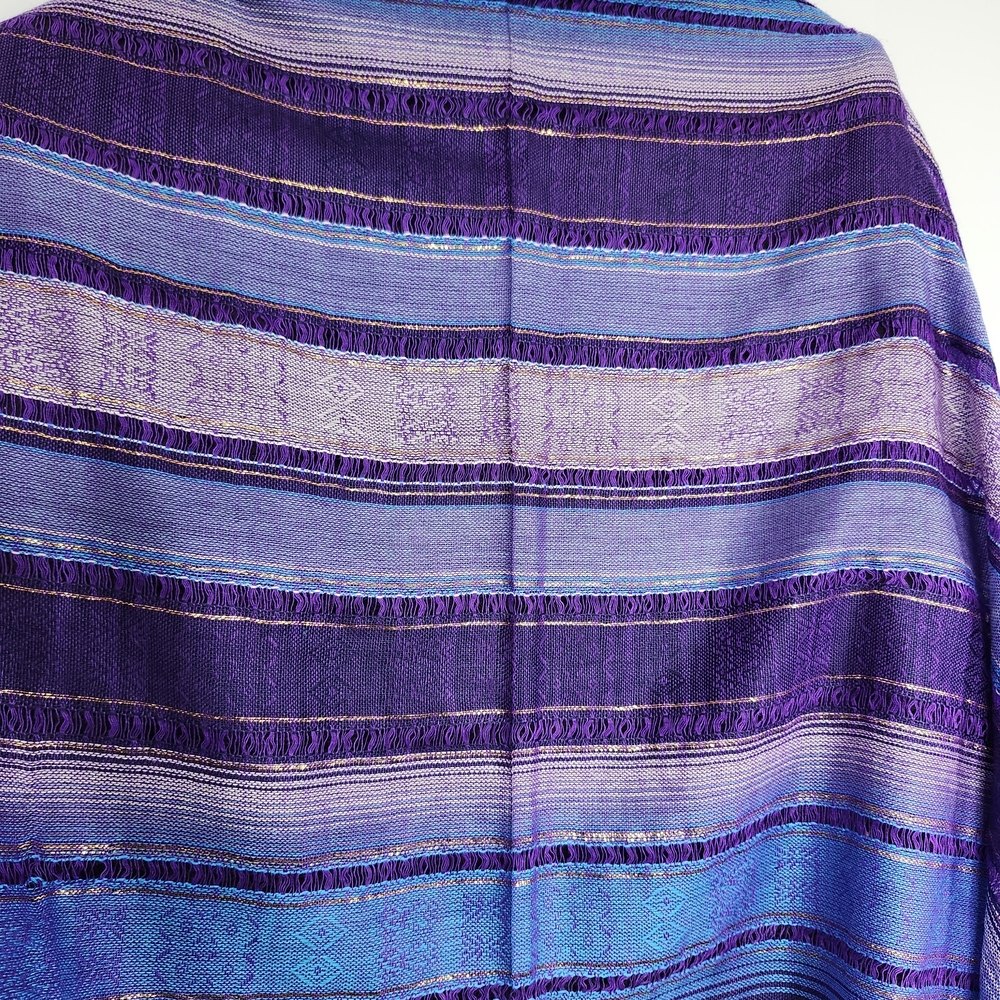 Peruvian Handmade Purple and Blue Striped Shawl Scarf